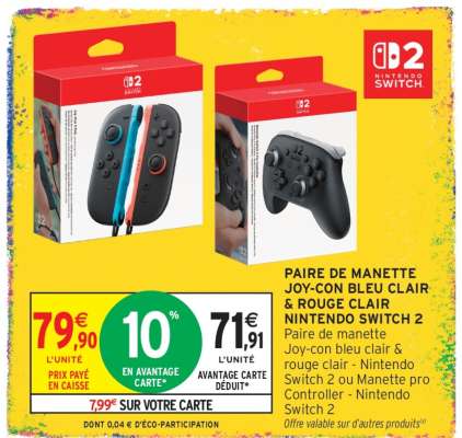 Paire de manette Joy-con bleu clair & rouge clair Nintendo Switch 2