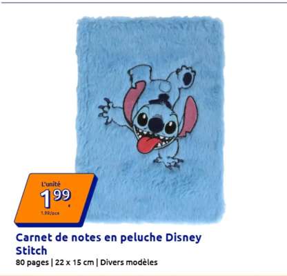 Carnet de notes en peluche Disney Stitch