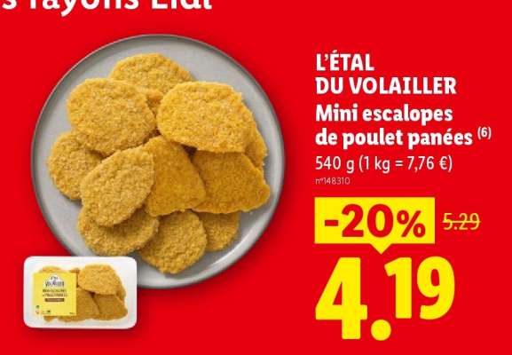 L'ÉTAL DU VOLAILLER Mini escalopes de poulet panées