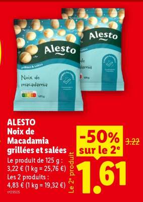 ALESTO Noix de Macadamia grillées et salées