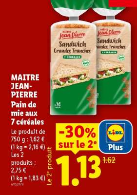 MAITRE JEAN-PIERRE Pain de mie aux 7 céréales