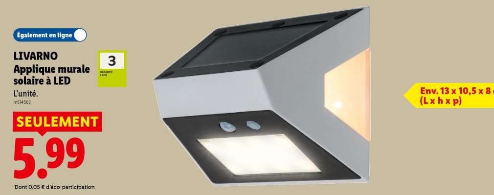 LIVARNO Applique murale solaire à LED