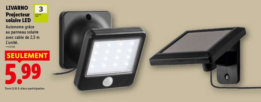 LIVARNO Projecteur solaire LED