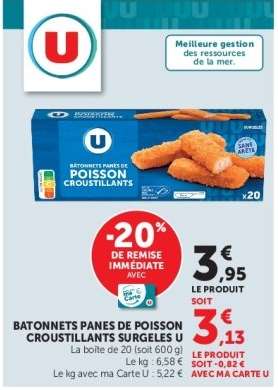 BATONNETS PANÉS DE POISSON CROUSTILLANTS SURGELES U