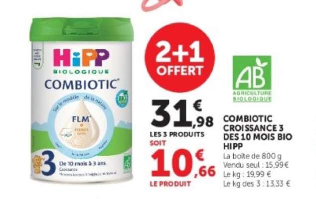 COMBIOTIC CROISSANCE 3 DES 10 MOIS BIO HIPP