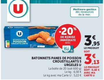BATONNETS PANÉS DE POISSON CROUSTILLANTS SURGELES U