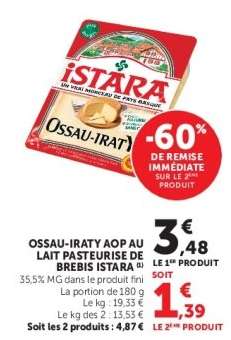 Ossau-Iraty AOP au lait pasteurisé de brebis Istara