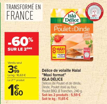 Délice de volaille Halal "Maxi format" ISLA DÉLICE