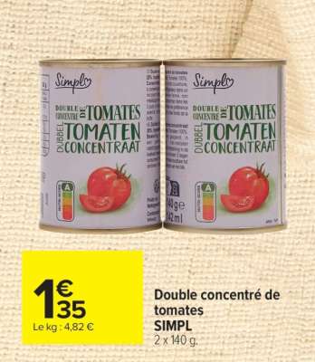 Double concentré de tomates SIMPL’