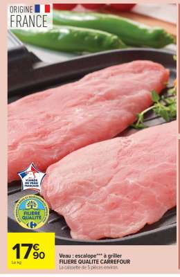 Veau : escalope*** à griller
