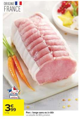 Porc : longe sans os à rôtir