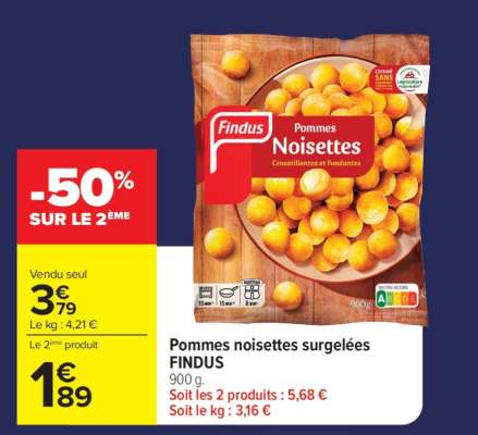 POMMES NOISETTES SURGELÉES FINDUS