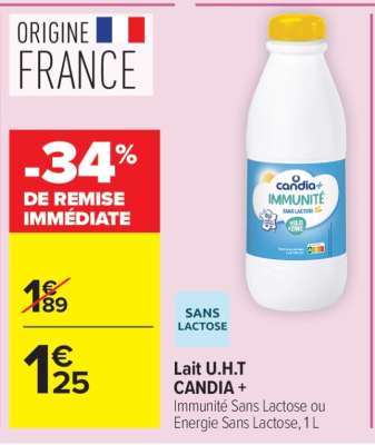 Lait U.H.T CANDIA +