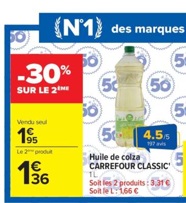 Huile de colza CARREFOUR CLASSIC'