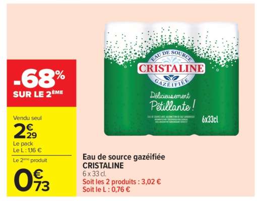 Eau de Source Gazéifiée 'Cristaline'