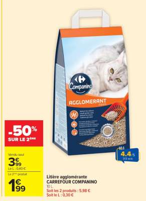 Litière agglomérante CARREFOUR COMPANINO