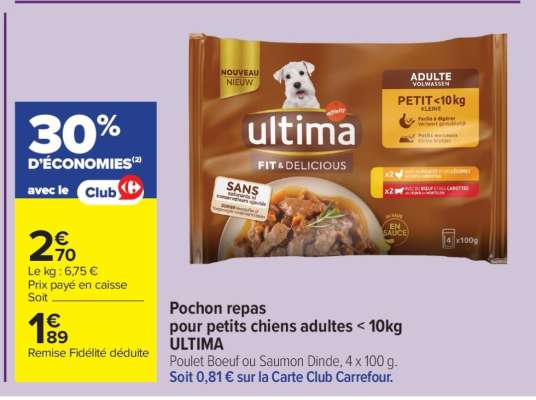 Pochon repas pour petits chiens adultes < 10kg ULTIMA