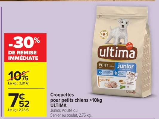 Croquettes pour petits chiens <10kg ULTIMA