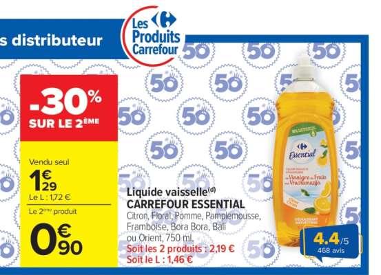 LIQUIDE VAISSELLE CARREFOUR ESSENTIAL