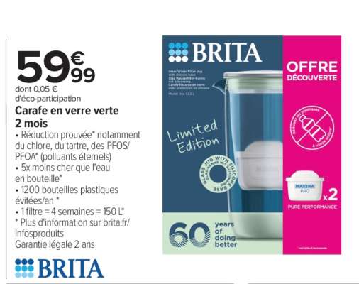 Carafe en verre verte 2 mois