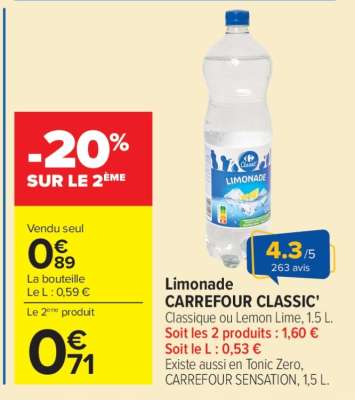 Limonade CARREFOUR CLASSIC'