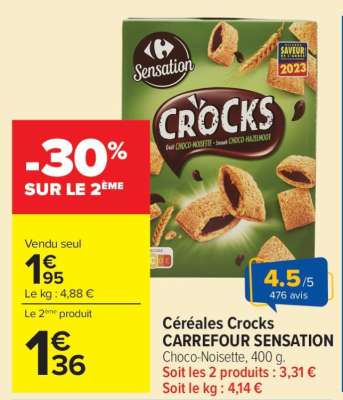 Céréales Crocks CARREFOUR SENSATION