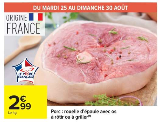 Porc : rouelle d'épaule avec os à rôtir ou à griller