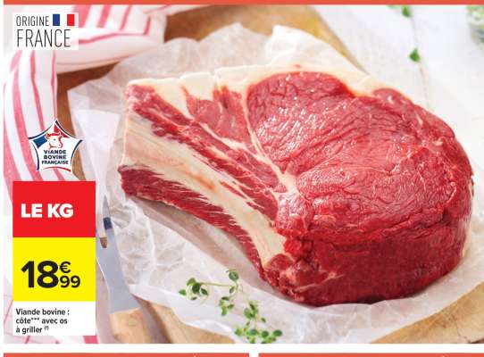 VIANDE BOVINE CÔTE *** AVEC OS À GRILLER