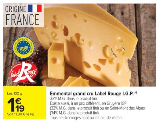 Emmental Grand Cru Label Rouge I.G.P.