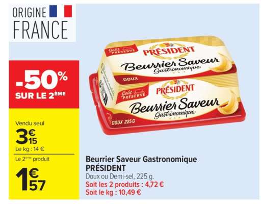 Beurrier Saveur Gastronomique Président