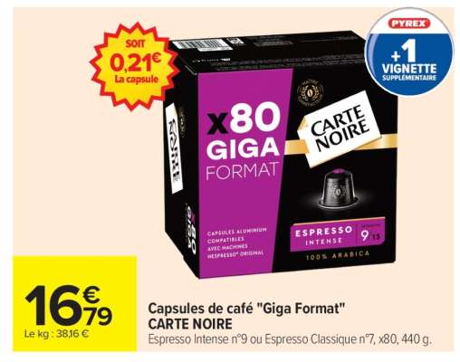 Capsules de café "Giga Format" CARTE NOIRE