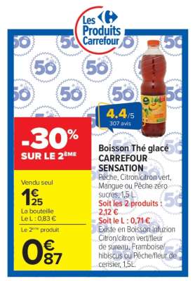 Boisson thé glacé CARREFOUR SENSATION