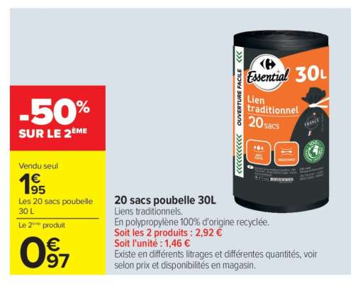 20 sacs poubelle 30L