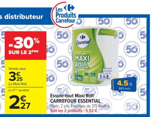 Essuie-tout Maxi Roll CARREFOUR ESSENTIAL