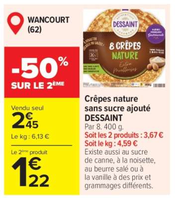 Crêpes Nature Sans Sucre Ajouté Dessaint