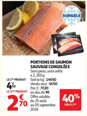 PORTIONS DE SAUMON SAUVAGE CONGELÉES