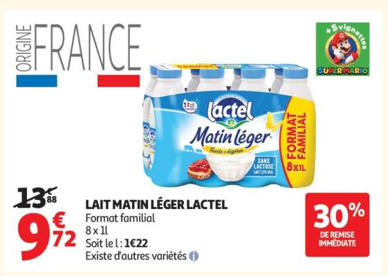 Lait Matin Léger Lactel