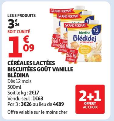 CÉRÉALES LACTÉES BISCUITÉES GOÛT VANILLE BLÉDINA