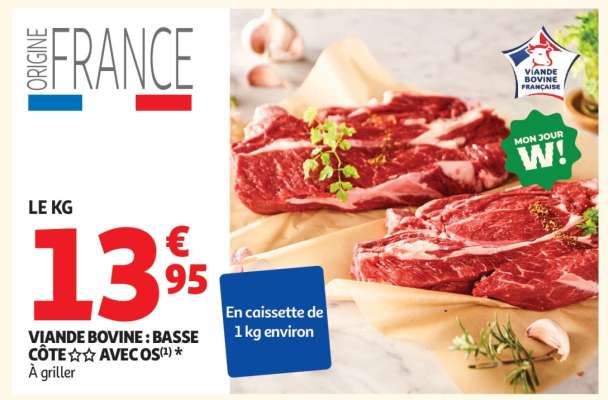Viande Bovine : Basse Côte** Avec Os