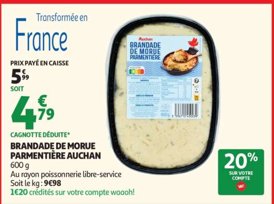 Brandade De Morue Parmentière Auchan