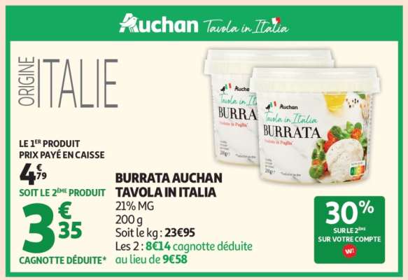 Burrata Auchan Tavola In Italia
