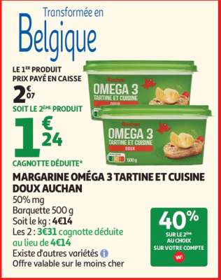 MARGARINE OMEGA 3 TARTINE ET CUISINE DOUX AUCHAN