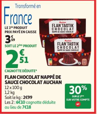 FLAN CHOCOLAT NAPPÉ DE SAUCE CHOCOLAT AUCHAN