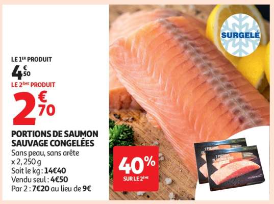 PORTIONS DE SAUMON SAUVAGE CONGELÉES