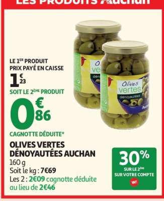 Olives Vertes Dénoyautées Auchan