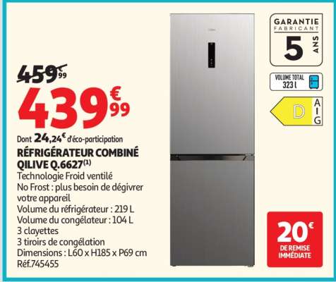 RÉFRIGÉRATEUR COMBINÉ QILIVE Q.6627