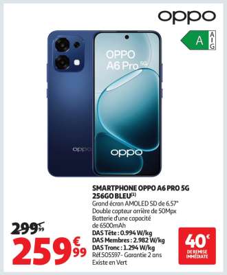 SMARTPHONE OPPO A6 PRO 5G 256GO BLEU