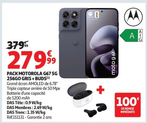 PACK MOTOROLA G67 5G 256GO GRIS + BUDS