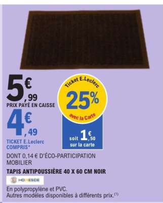 TAPIS ANTIPOUSSIÈRE 40 X 60 CM NOIR