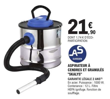 ASPIRATEUR À CENDRES ET GRANULÉS "SKALYS"